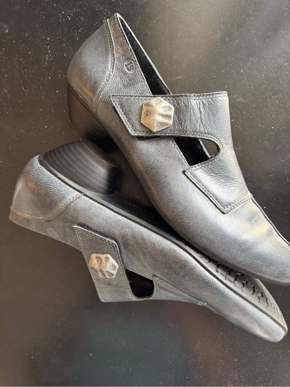 Josef Seibel Women's Gray Leather Wedge Slip-Ons - Picture 2 of 6